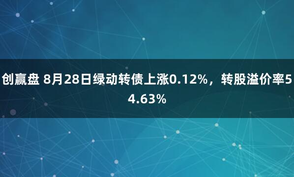 创赢盘 8月28日绿动转债上涨0.12%，转股溢价率54.63%